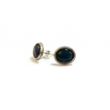 Blue Abalone Cabochon and Silver Stud Earrings